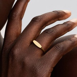 Engravable Bar Ring 14k gold plating