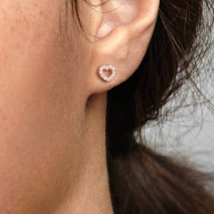 FINAL SALE - Open Heart Stud Earrings 14k rose gold plating