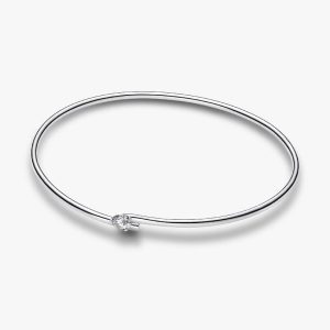 FINAL SALE - Pandora Nova Sterling Silver Lab-grown Diamond Open Bangle 0.25 ct TW, Sterling silver
