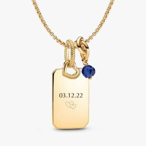 September Engravable Dangle Charm Necklace Set 3 Quantity