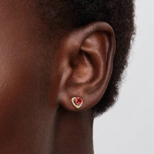 Elevated Heart Stud Earrings 14k gold plating