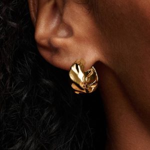 Rippled Hoop Earrings 14k gold plating