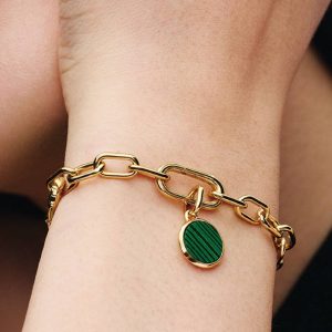 Green Engravable Mini Medallion Charm 14k gold plating