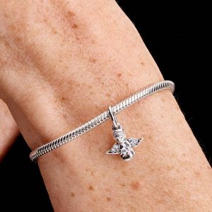 FINAL SALE - Sparkling Angel Dangle Charm Sterling silver