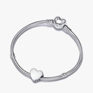 Engravable Heart Charm Bracelet Set 2 Quantity