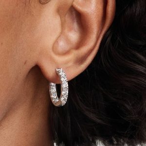 Sparkling Row Eternity Hoop Earrings Sterling silver
