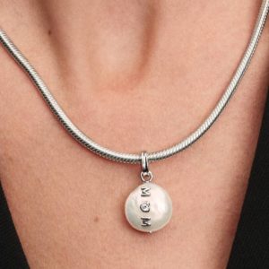 FINAL SALE - Treated Freshwater Cultured Baroque Pearl Mom Dangle Charm Sterling silver