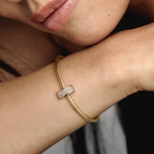 Clear Pav?? Clip Charm 14k gold plating