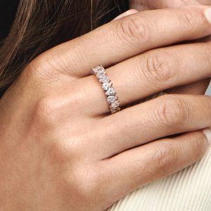 Alternating Sparkling Band Ring 14k rose gold plating