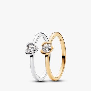 Lab-Grown Diamond Heart Ring Set 2 Quantity