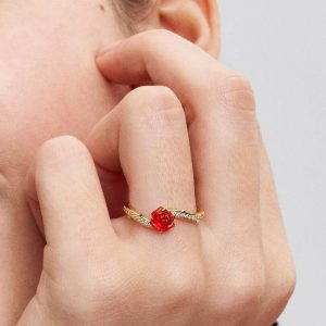 Disney Beauty and the Beast Enchanted Rose Ring 14k gold plating