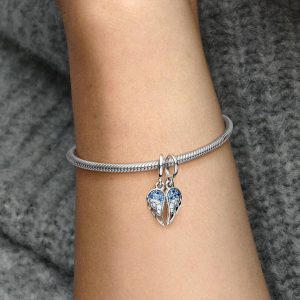 Sparkling Splitable Angel Wings Dangle Charm Sterling silver