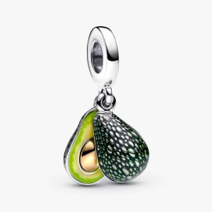 Avocado Double Dangle Charm Sterling silver, 14k gold plating