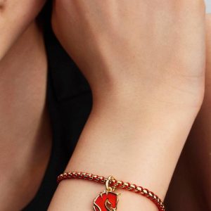 Red Fire Horse Murano Glass Dangle Charm 14k gold plating