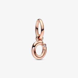 FINAL SALE - Letter O Script Alphabet Dangle Charm 14k rose gold plating