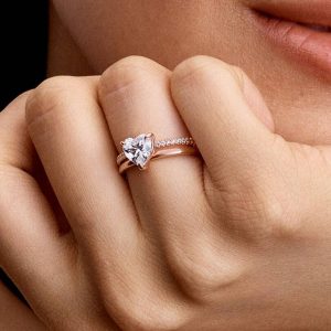 Double Band Heart Ring 14k rose gold plating