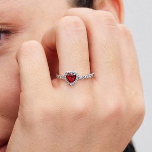 Elevated Red Heart Ring Sterling silver