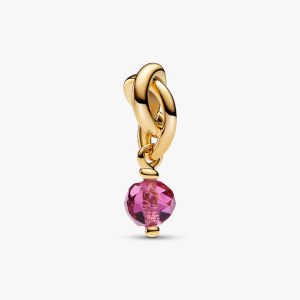 Faceted Pink Eternity Circle Dangle Charm 14k gold plating