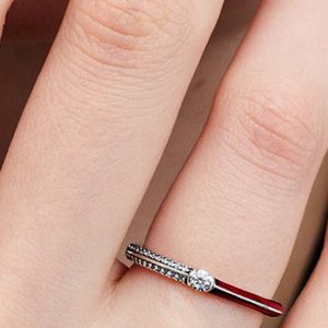 FINAL SALE - Pandora ME Pav?? & Red Dual Ring Sterling silver