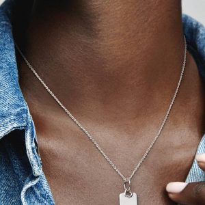 Engravable Rectangle Tag Pendant Sterling silver