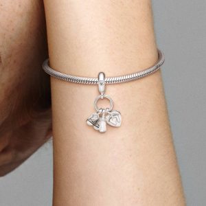 Baby Bottle and Shoes Dangle Charm Sterling silver