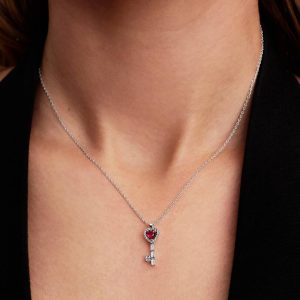 Elevated Heart Key Collier Necklace Sterling silver
