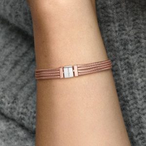 FINAL SALE - Pandora Reflexions? Multi Snake Chain Bracelet Sterling silver, 14k rose gold plating