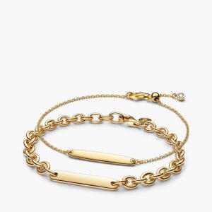 His & Hers Engravable Gold Plated Bracelet Set 2 Quantity
