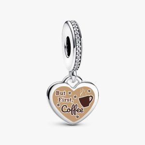 But First Coffee Dangle Charm Sterling silver