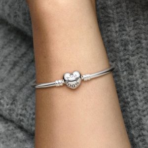 Pandora Moments Heart Clasp Bangle Sterling silver