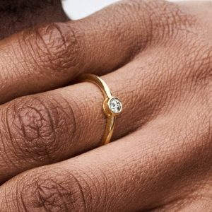 Pandora Era Bezel 14k Gold Lab-grown Diamond Ring 0.15 ct TW, 14k gold