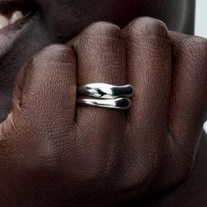 Organically Shaped Stacking Rings Sterling silver