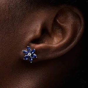 Sparkling Blue Herbarium Cluster Stud Earrings Sterling silver